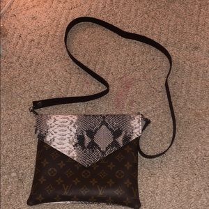 Upcycled Louis Vuitton & Leather Python Crossbody